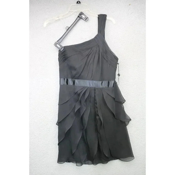 Adrianna Papell Tiered Chiffon Dress-One Shoulder-Size 8-New w/o Tags-Black - Picture 1 of 13
